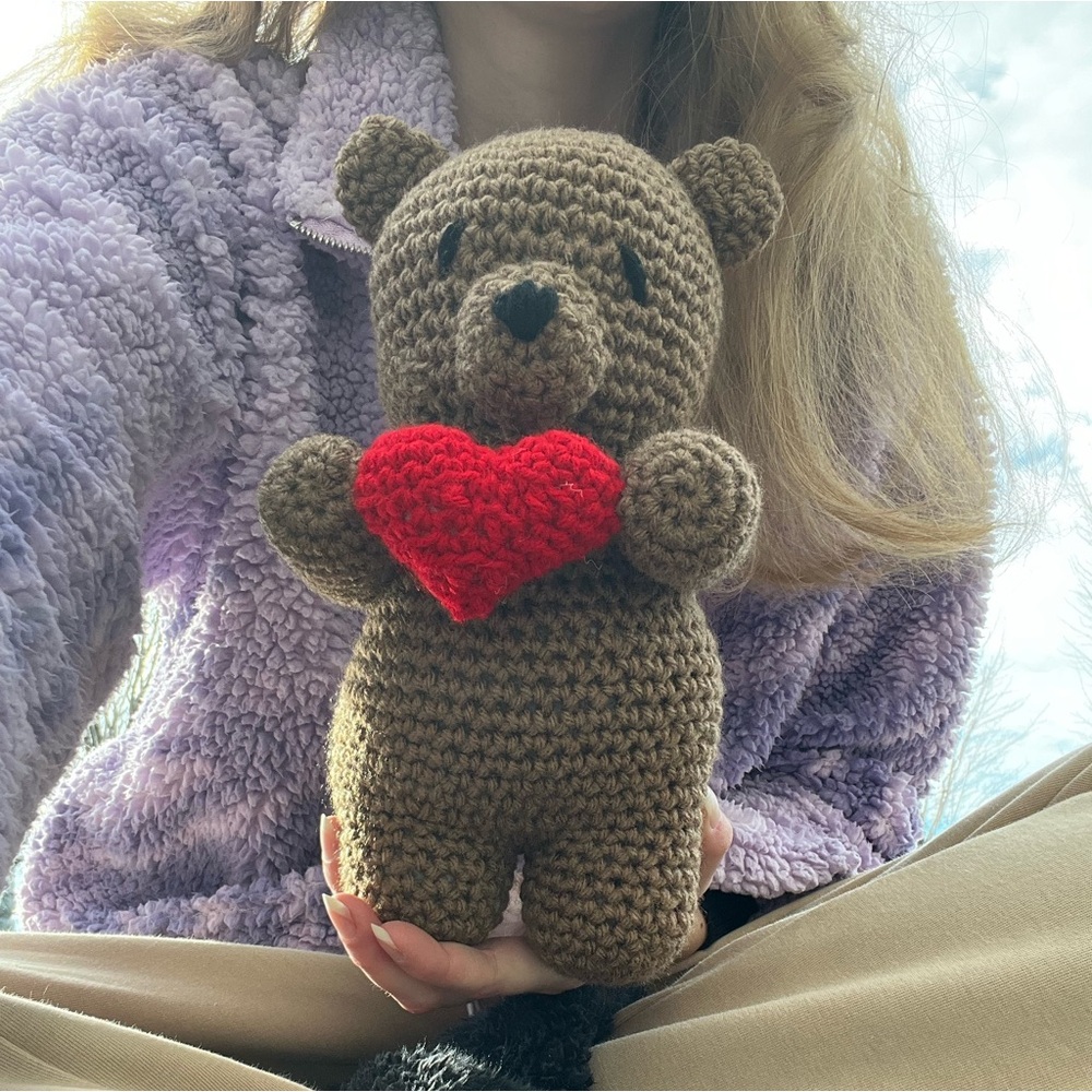 Hand Crocheted Honey the Valentine’s Day Bear Stuffed Animal Plushie! - Picture 6 of 13